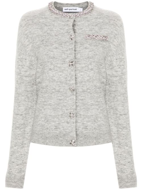 Cardigan con bottoni brillanti SELF PORTRAIT | AW24064CGRGREY